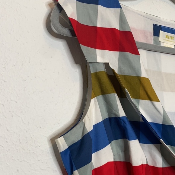 Maeve by Anthropologie Womens Red & Blue Cricket Club Belted Mini Dress size 6 - Picture 3 of 10